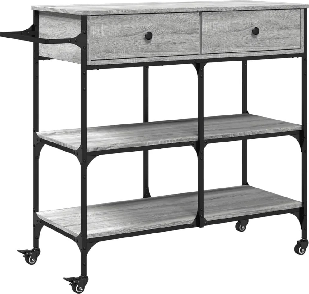 vidaXL szürke sonoma szerelt fa zsúrkocsi 105 x 42 x 95 cm