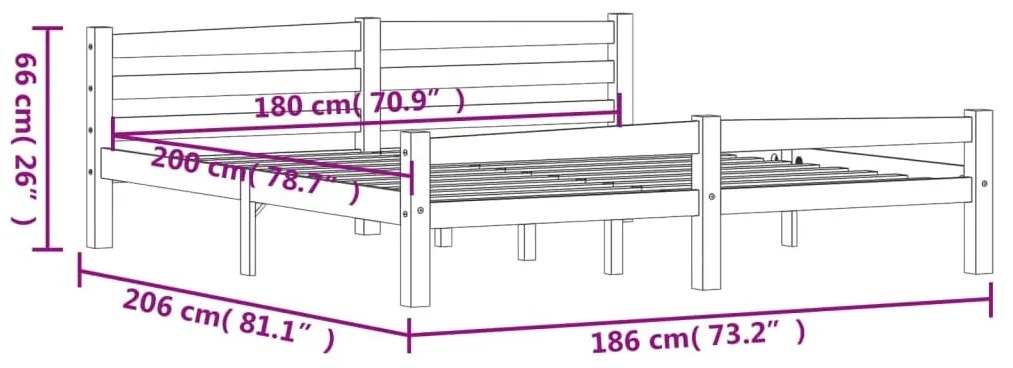 mézbarna tömör fenyőfa ágykeret matrac nélkül 180 x 200 cm