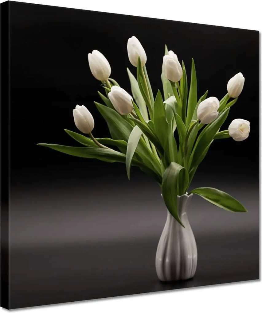 Vászonkép 30x30 Fehér tulipánok vázában