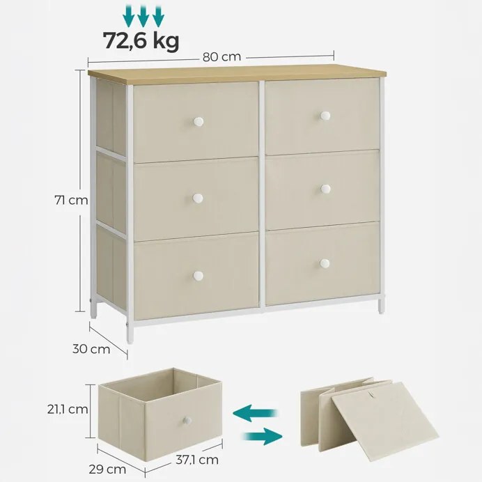 Bézs fém komód 80×30×71 cm WT