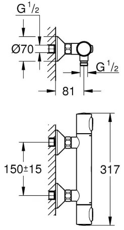 GROHE 34840000 - PRECISION termosztátos zuhanycsaptelep DN 15, fényes króm