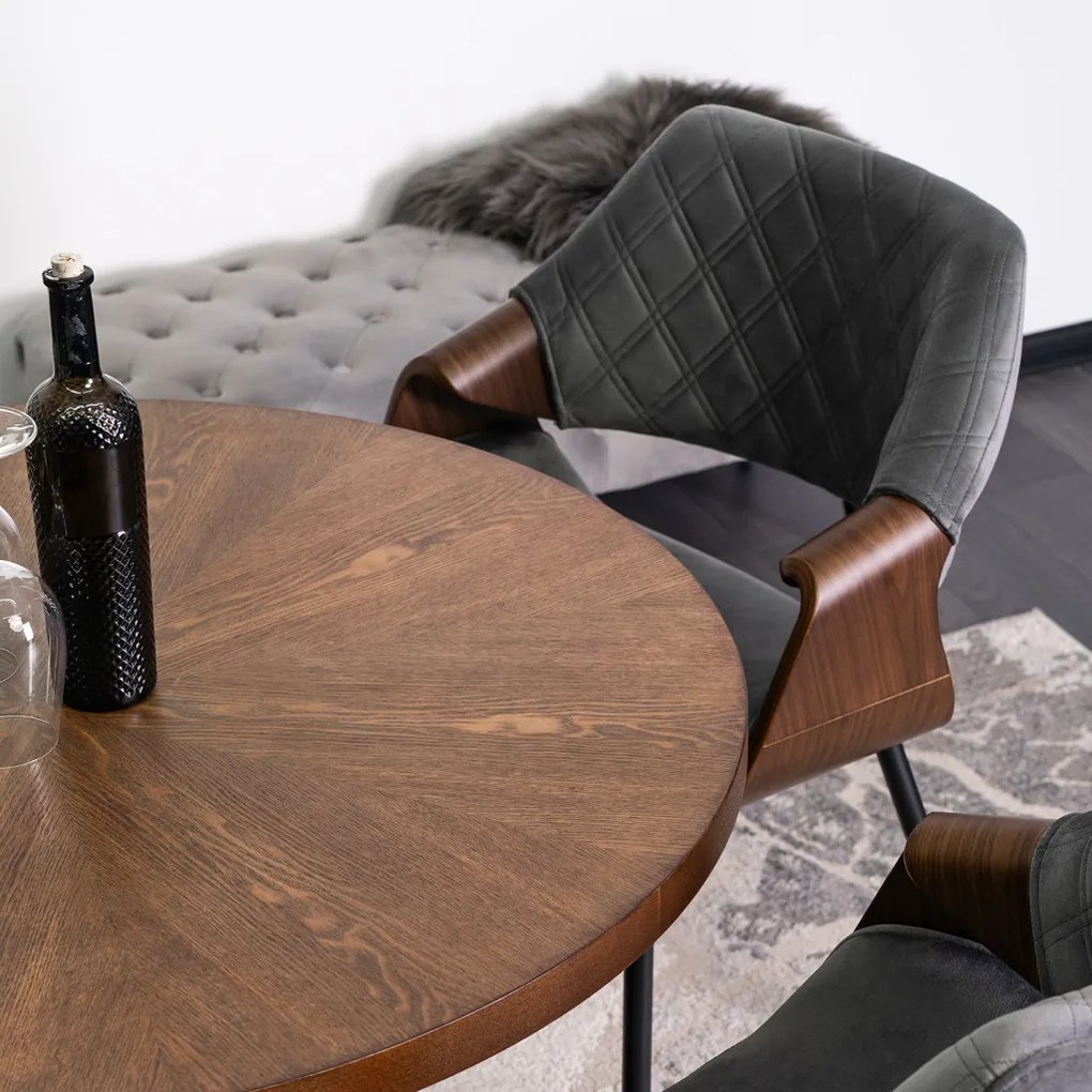 Scaun de bar elegant din catifea gri FLORES