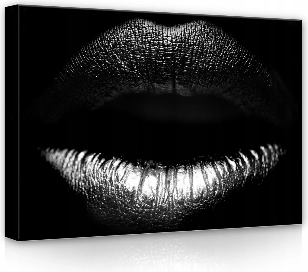 Vászonkép Női Ajkak Fekete Glamour Modern Vászon Falikép 70x50