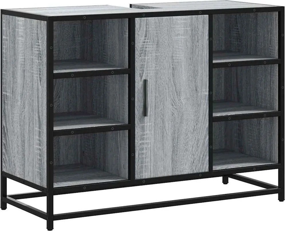 vidaXL szürke sonoma szerelt fa fürdőszobai mosdószekrény 80x33x60 cm