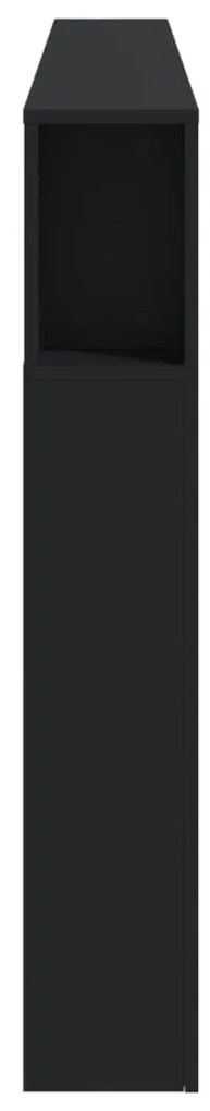 fekete szerelt fa LED-es fejtámla 220x18,5x103,5 cm