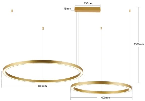 Brilagi - LED dimmelhető, kábelen függő PORTOFINO csillár LED/98W/230V arany +távirányító