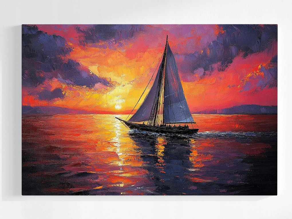 Poszter Víz Tenger Hajó Vitorlás Yacht Napnyugta 120x80