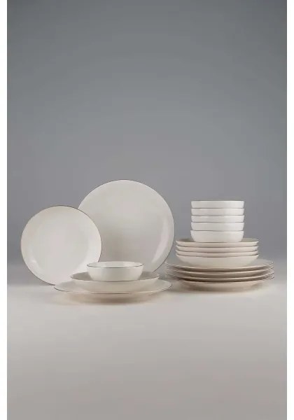 18 részes étkészlet fehér/rézszínű/porcelán