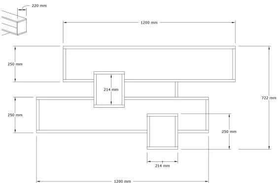 Fali polc KAREN 120x72,2 cm antracit/barna