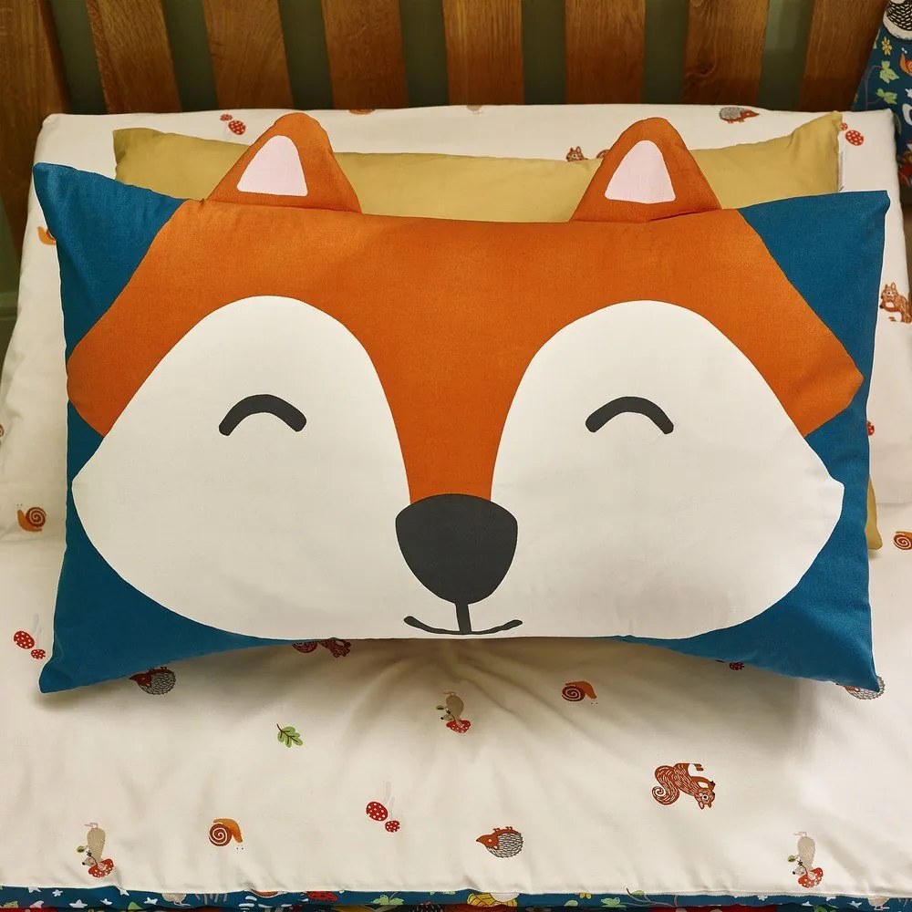 Zöld-bézs egyszemélyes gyerek ágyneműhuzat 135x200 cm Fox and Woodland Friends – Catherine Lansfield