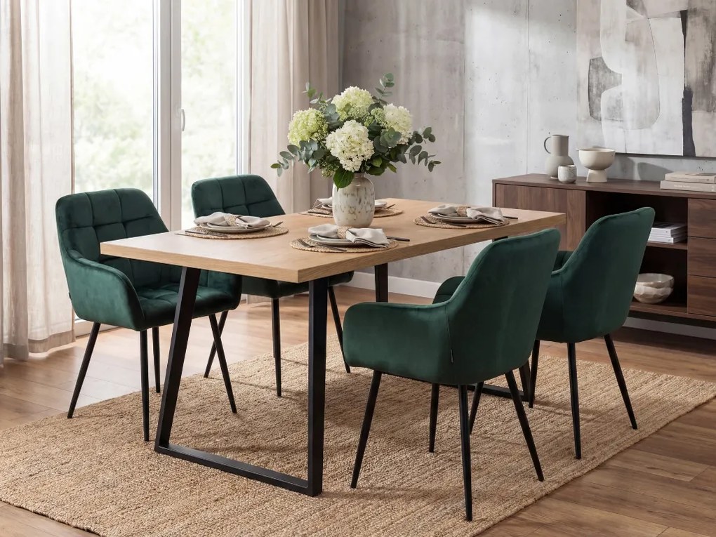 Sötétzöld MARLEN VELVET étkezőszék fekete lábakkal