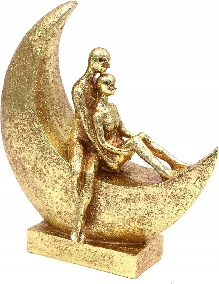Szerelmes Pár Figura Arany 25cm A Hold Kövén Ölelve