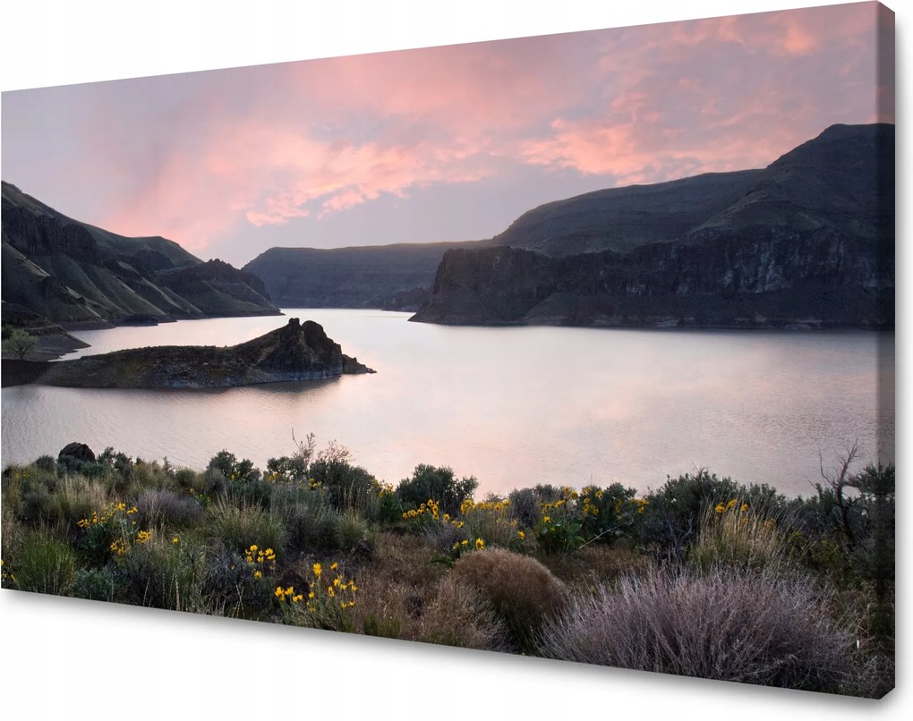 Vászonkép Természet Hegyek Víz Ég Virágok Növények 70x50