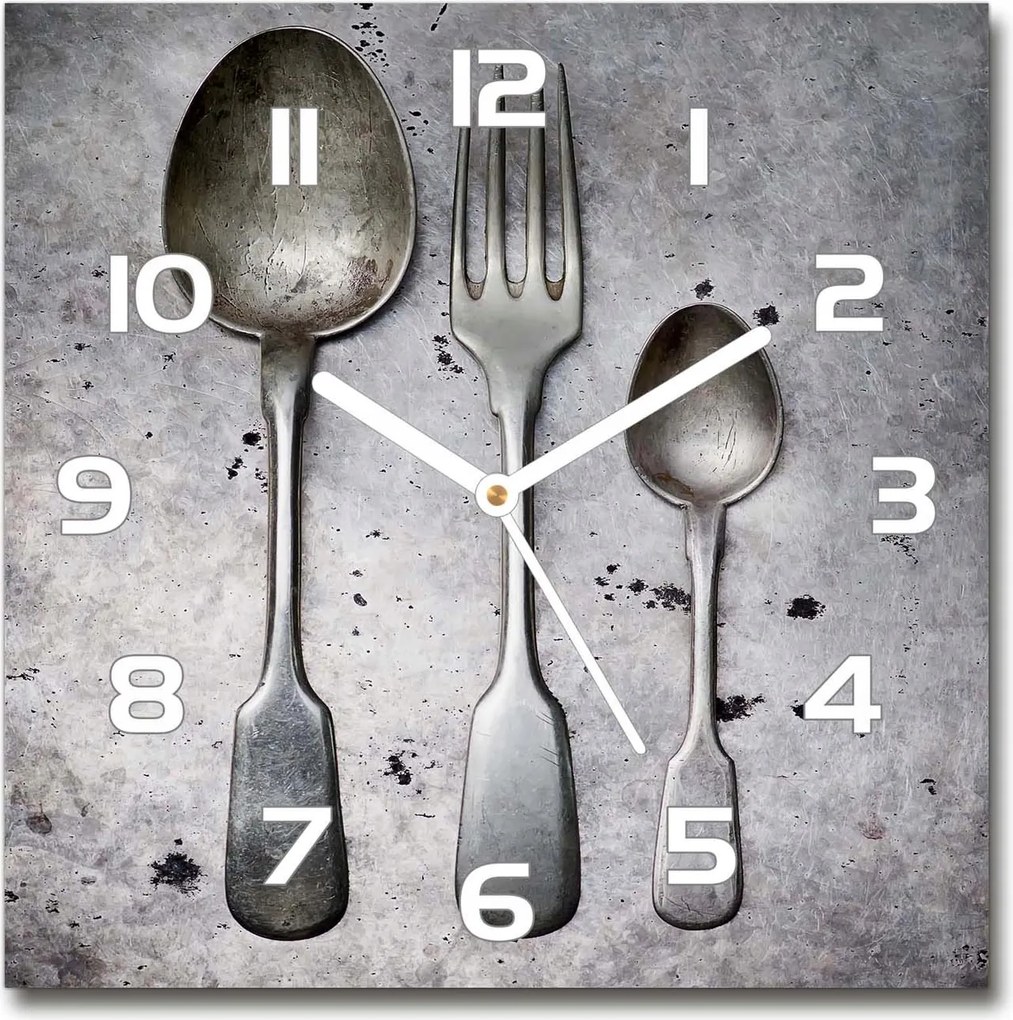 Üveg falióra szögletes Evőeszköz 30x30 cm