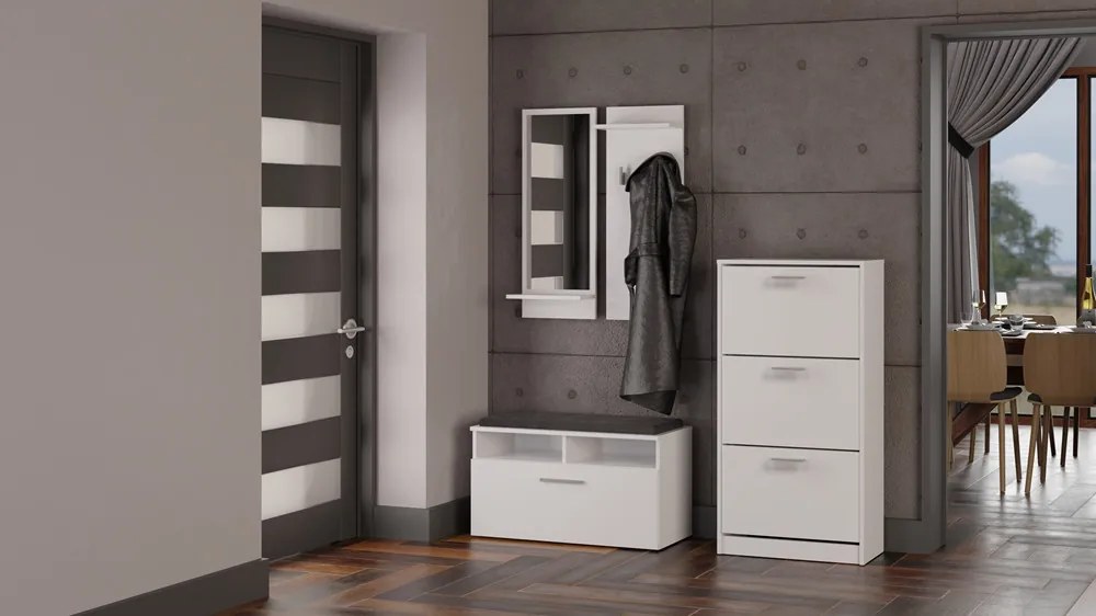 Aldabra Paula cipősszekrény, 60x116x28 cm, fehér