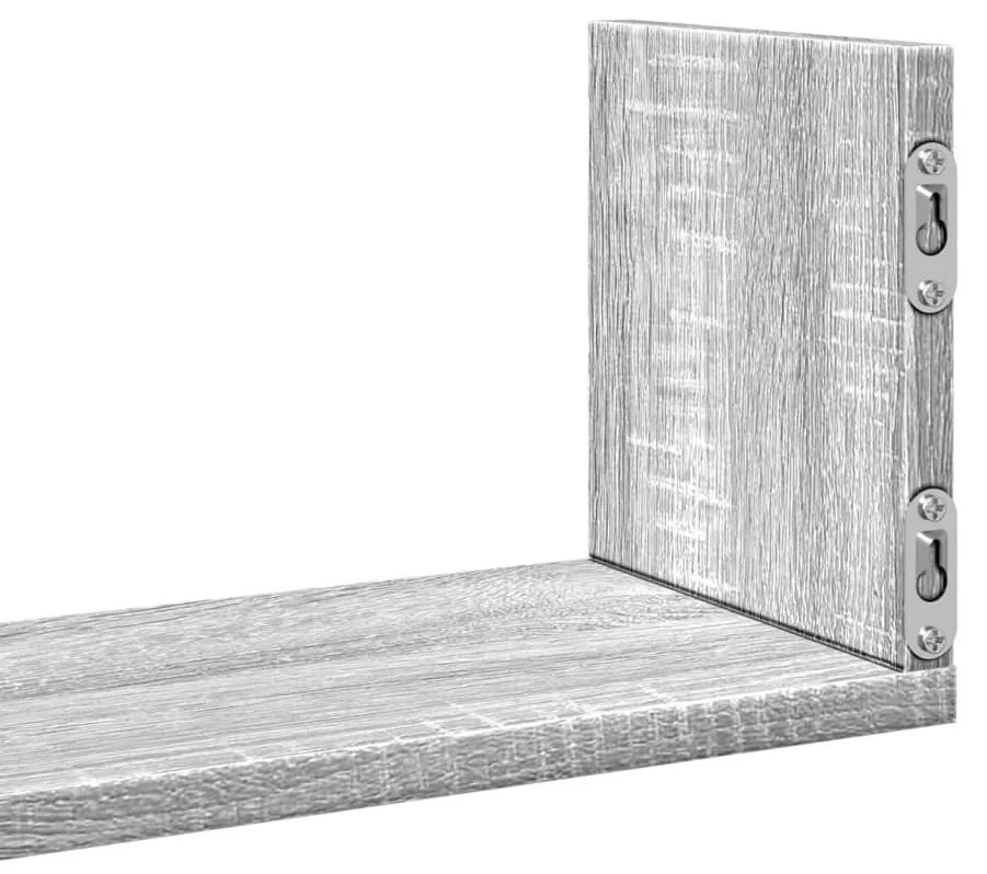 3 db szürke sonoma színű szerelt fa fali polc 58 x 18 x 18 cm