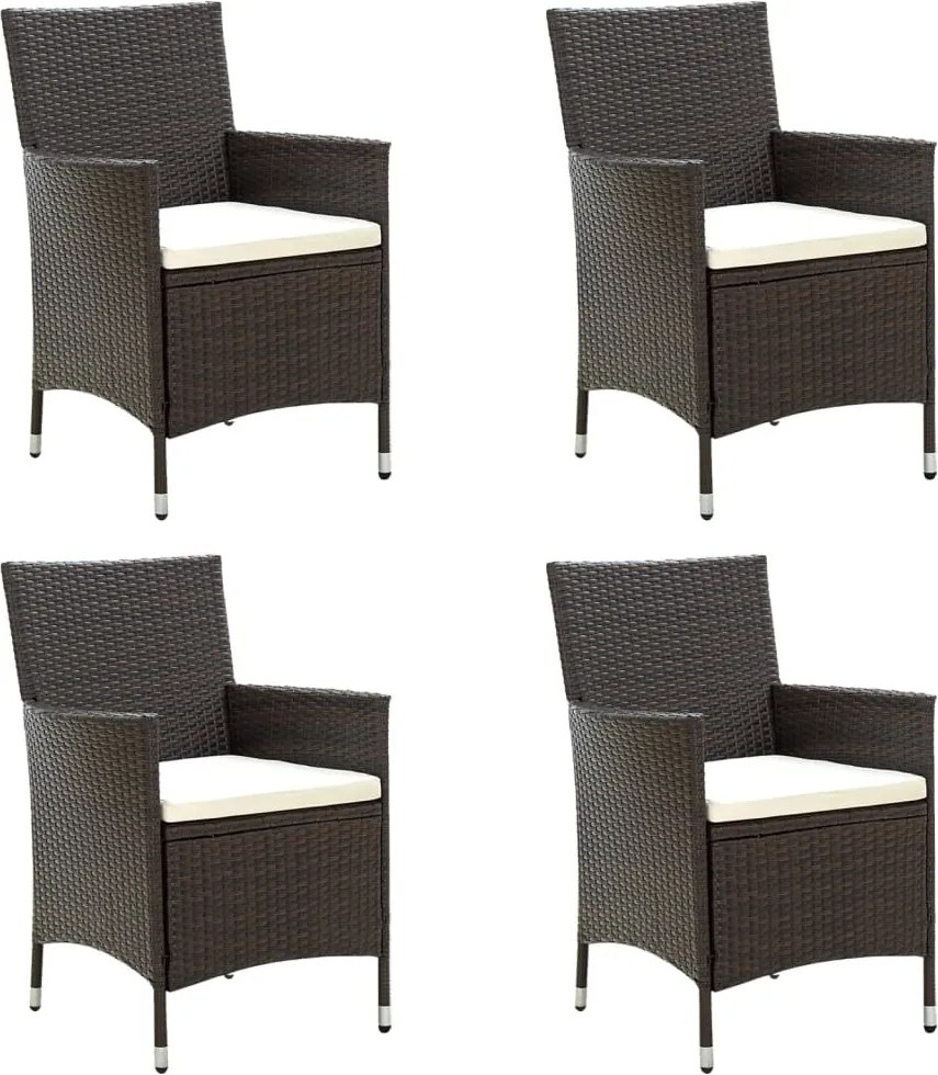 vidaXL 4 db barna polyrattan kerti szék párnával