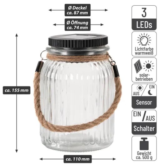 Napelemes lámpa 3 LED műanyag meleg fehér