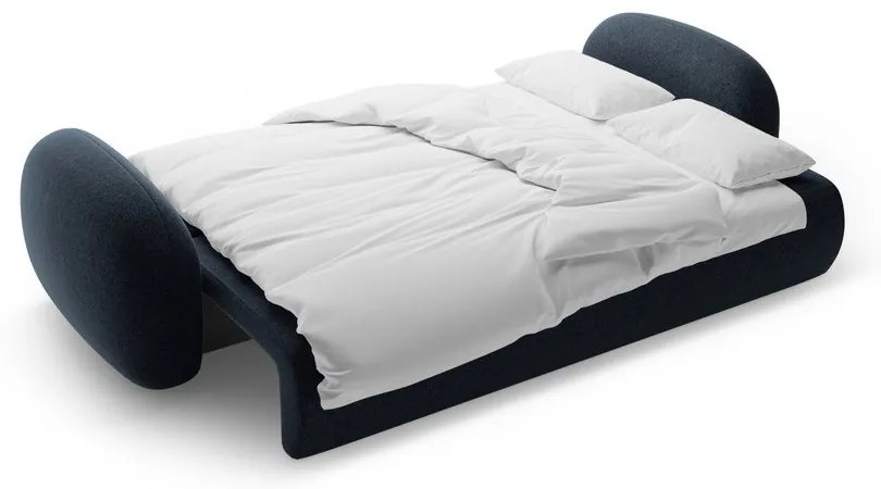 Sötétkék zsenília kinyitható-tárolóhelyes kanapé 262 cm Tonale – Cosmopolitan Design