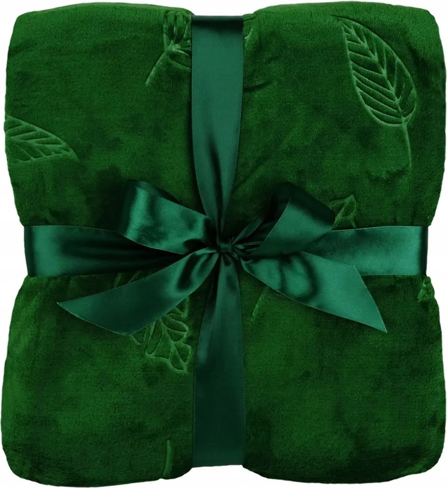 Calen takaró 150x200 zöld dombornyomott mikroflanel levél Nyár