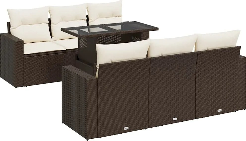 vidaXL 7 részes barna polyrattan kerti ülőgarnitúra párnákkal