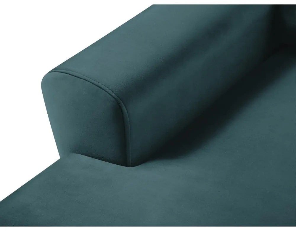 Petróleum színű bársony kinyitható tárolóhelyes sarokkanapé (bal oldali-heverő résszel) Kyoto – Cosmopolitan Design