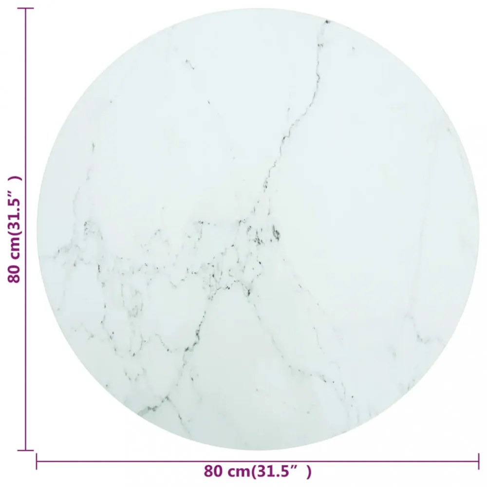 fehér edzett üveg asztallap márványdizájnnal Ø80 x 1 cm