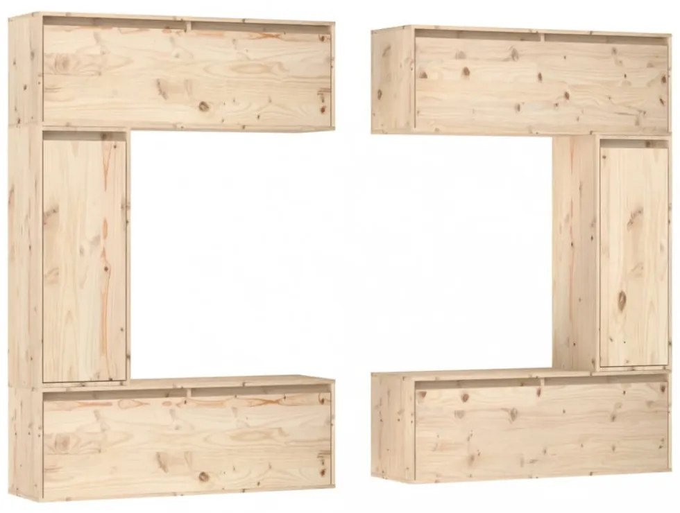 vidaXL 6 darab tömör fenyőfa TV-szekrény