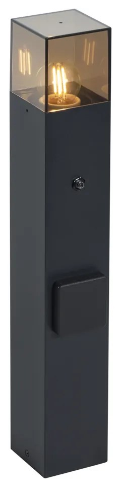 Modern kültéri oszlopos lámpa fekete füstüveggel 50 cm alkonyatérzékelővel IP44 - Denmark