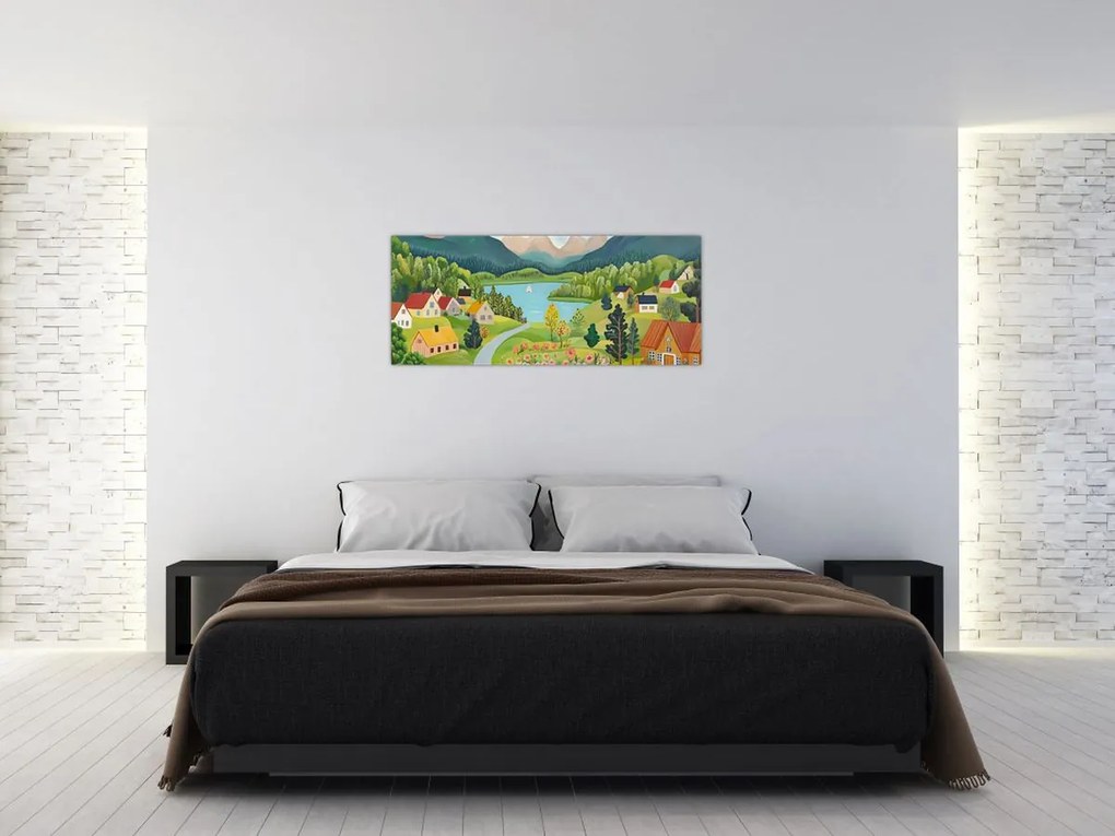 Kép - Falu a hegyekben (120x50 cm)