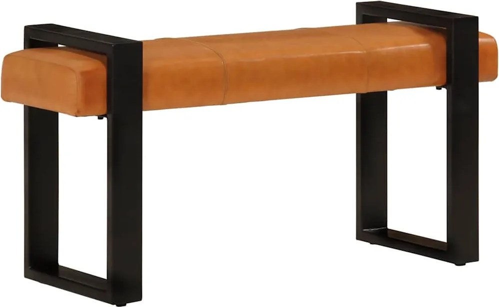 vidaXL fekete-barna valódi kecskebőr pad 110 cm