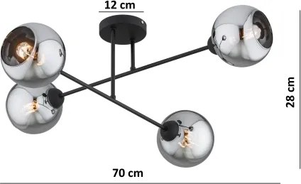 Brilagi - Felületre szerelhető csillár DIOR 4xE27/60W/230V fekete/füstszürke