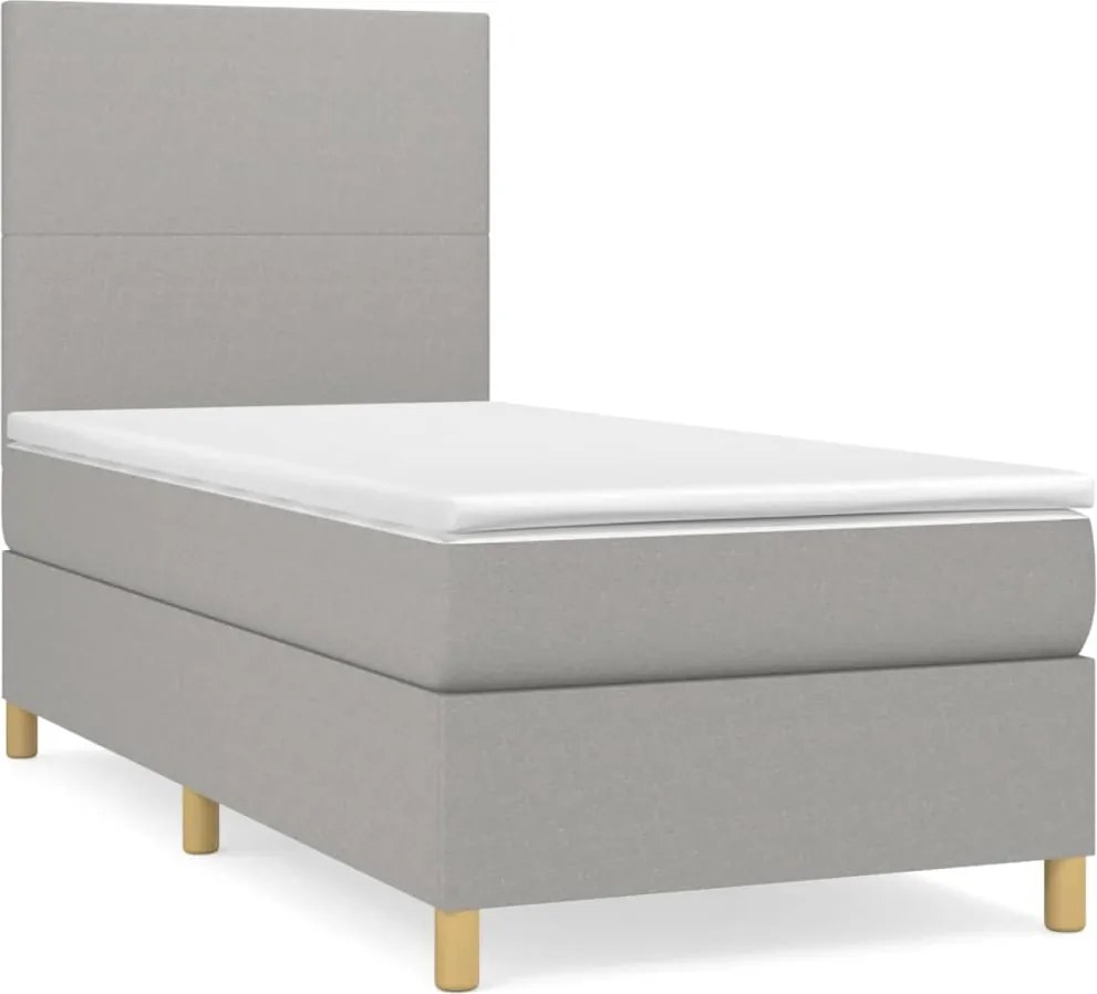 vidaXL világosszürke szövet rugós ágy matraccal 100 x 200 cm