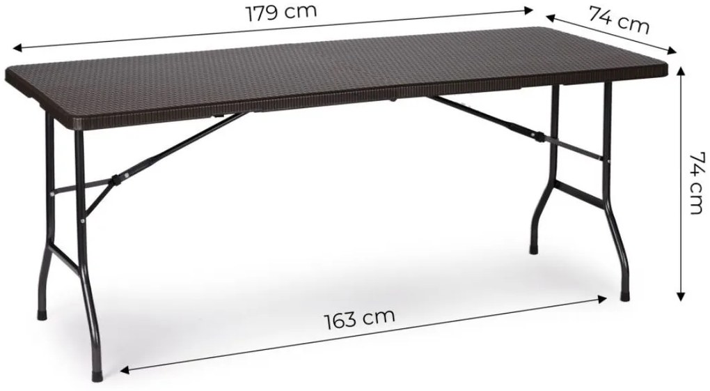 Összecsukható catering asztal 180cm Brown Rattan