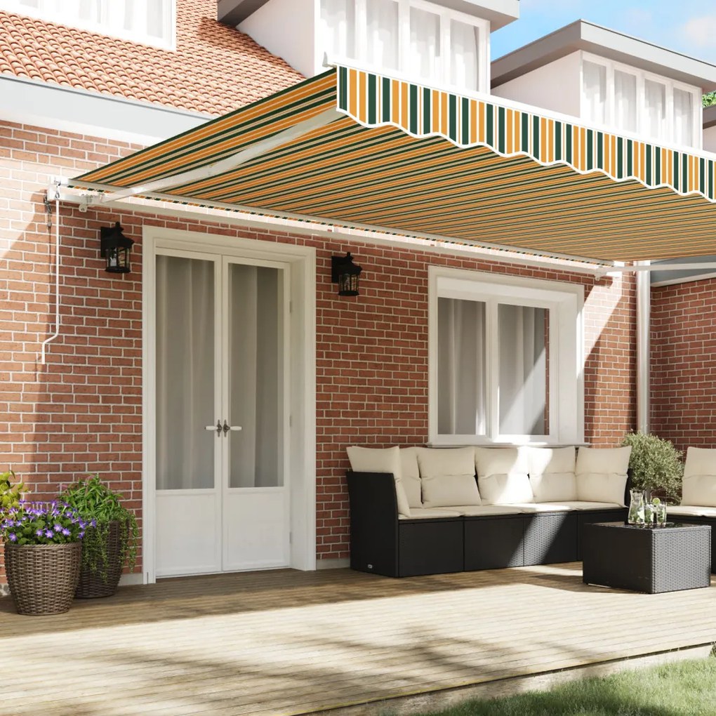 automatikus behúzható napellenző zöld és sárga 500x350 cm