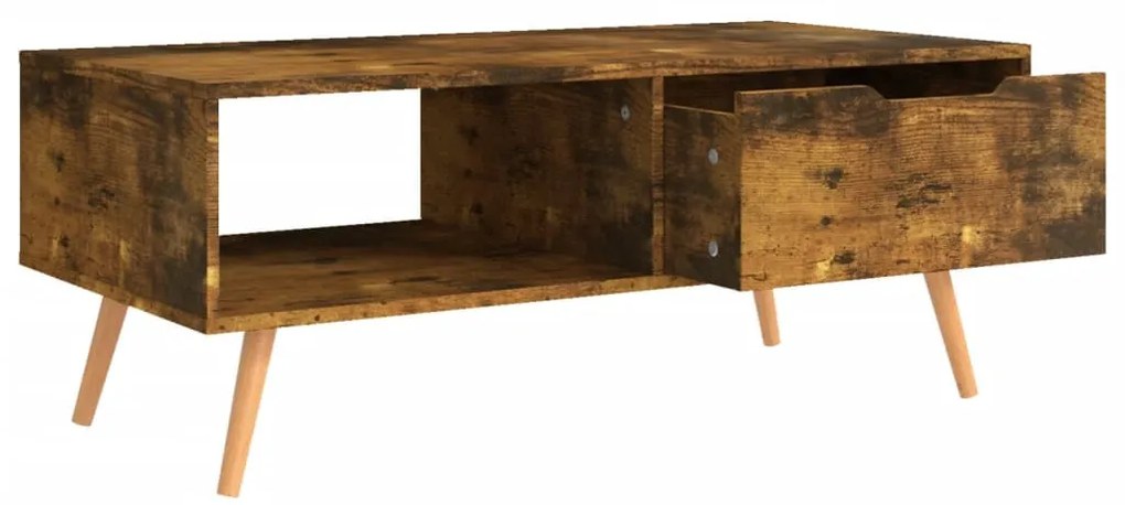 Füstös tölgy színű szerelt fa dohányzóasztal 100 x 49,5 x 43 cm
