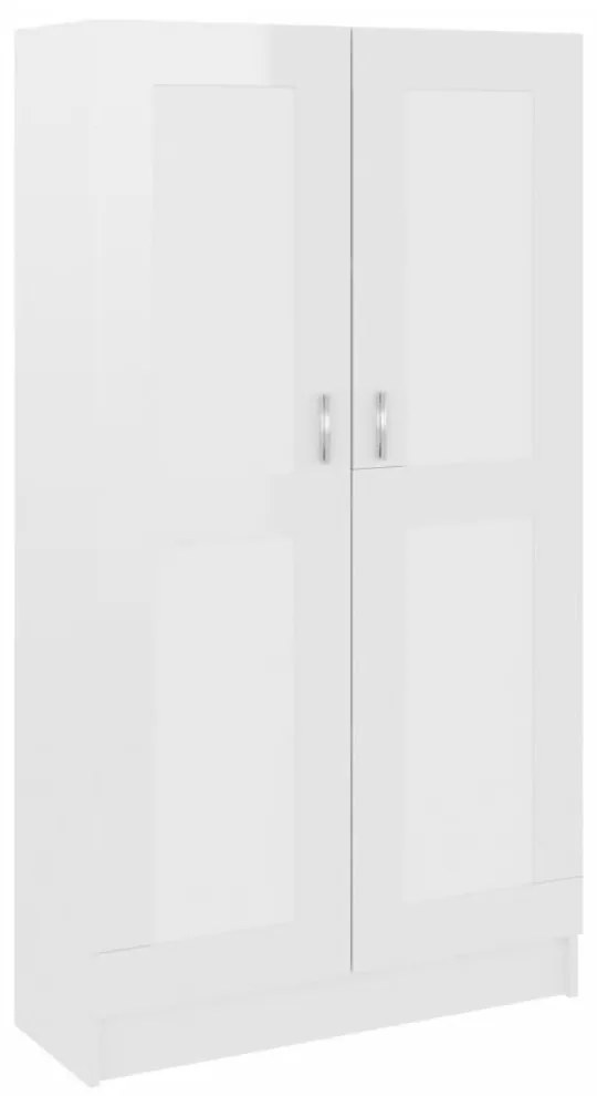 magasfényű fehér szerelt fa könyvszekrény 82,5 x 30,5 x 150 cm