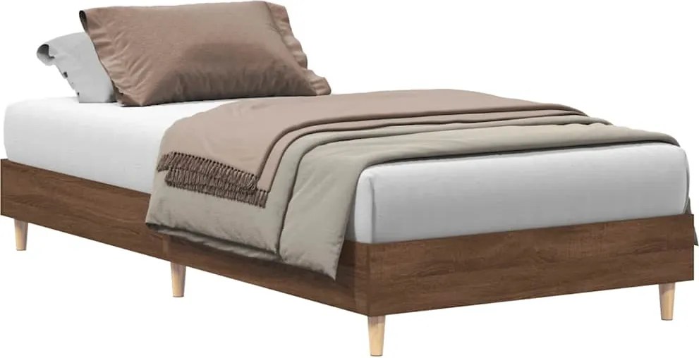 vidaXL barna tölgy színű szerelt fa ágykeret matrac nélkül 90x200 cm