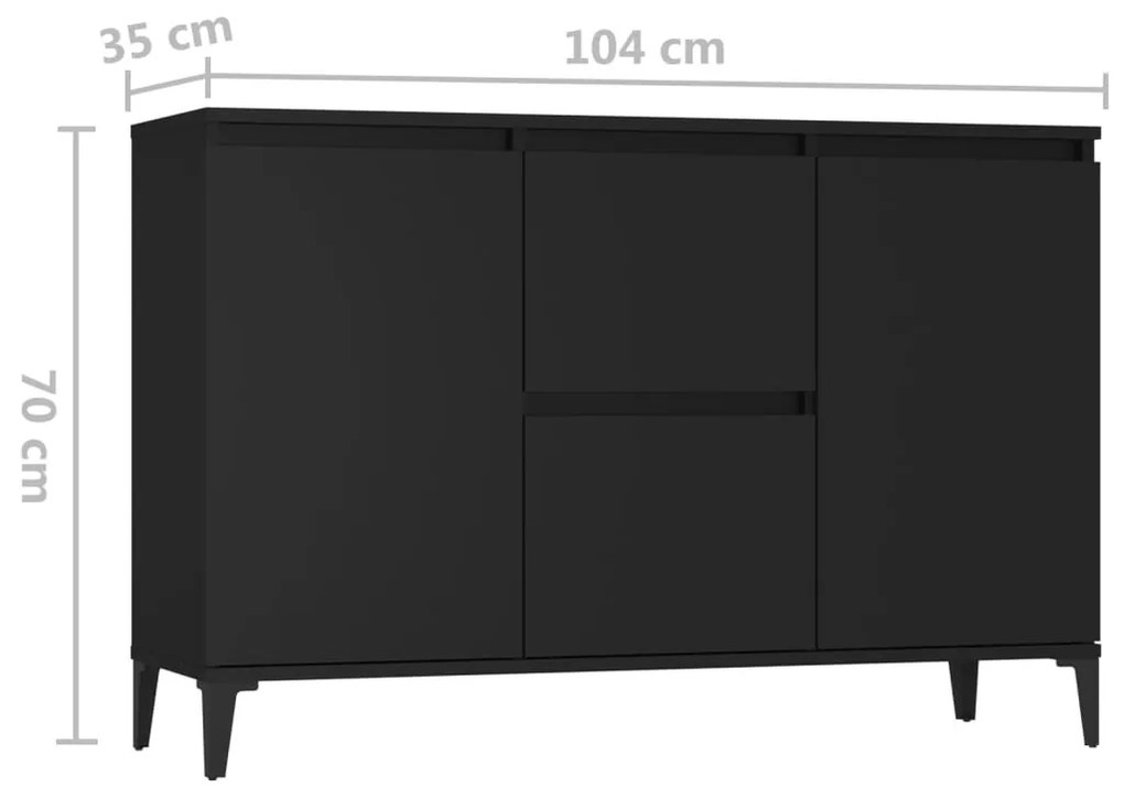 fekete szerelt fa tálalószekrény 102 x 35 x 70 cm