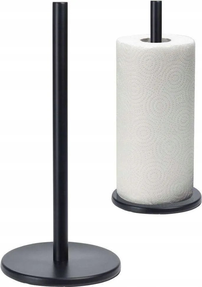Fekete fém konyhai papírtörölköző tartó állvány irodai konyhába 34cm