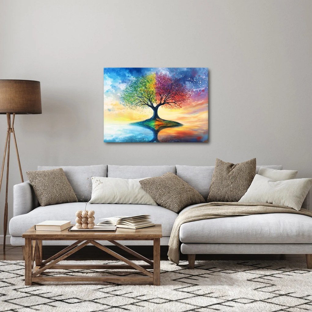 Kép – Évszakok festett fája (70x50 cm)
