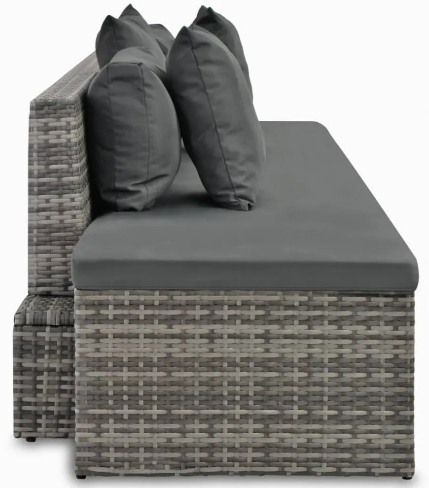 4-részes szürke polyrattan kerti bútorszett párnákkal