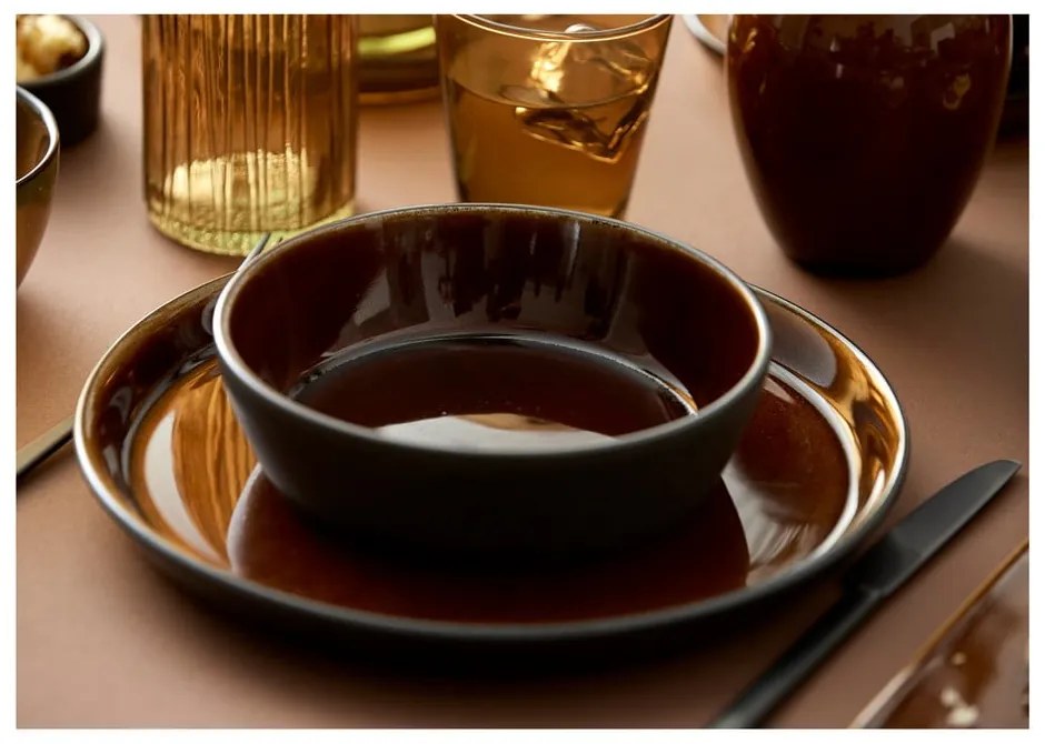 Fekete-borostyán színű kőedény tányér ø 27 cm Gastro Black/Amber – Bitz