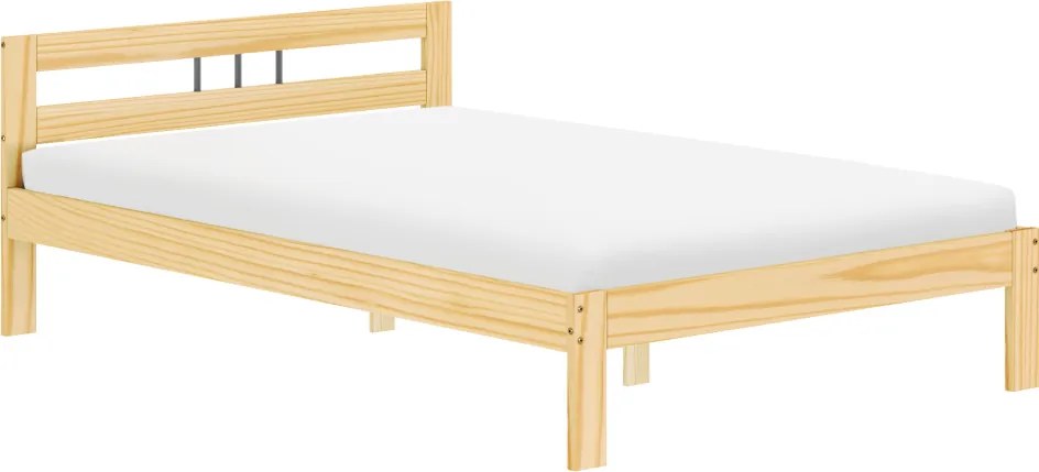 Ágy ráccsal, természetes, fenyőfa, 140x200, JONA