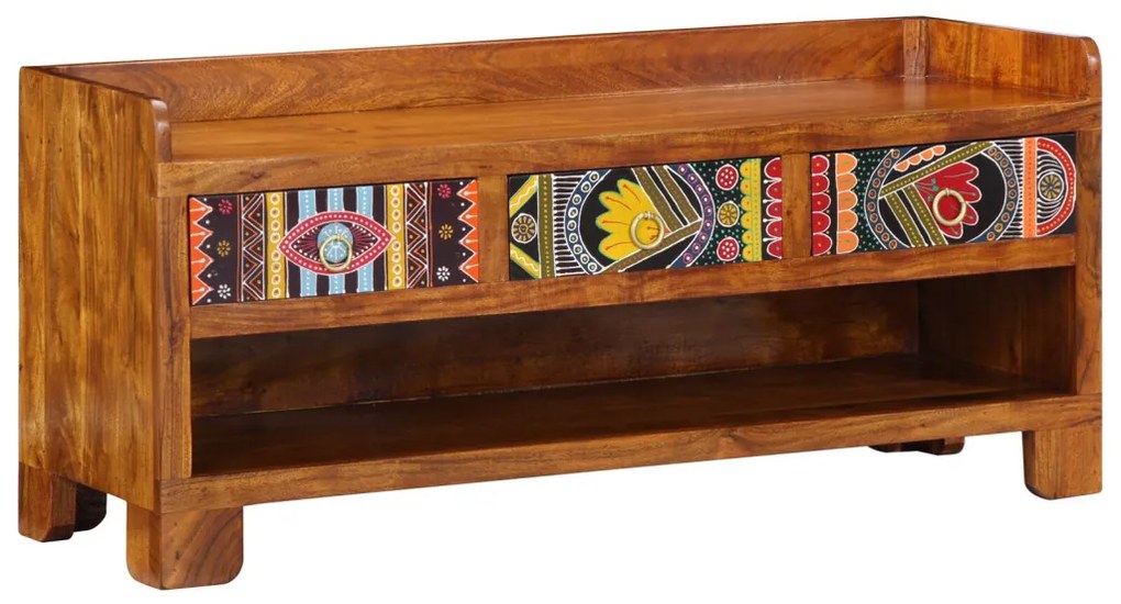 Cipőpad 100x35x45 cm Tömör akác fából