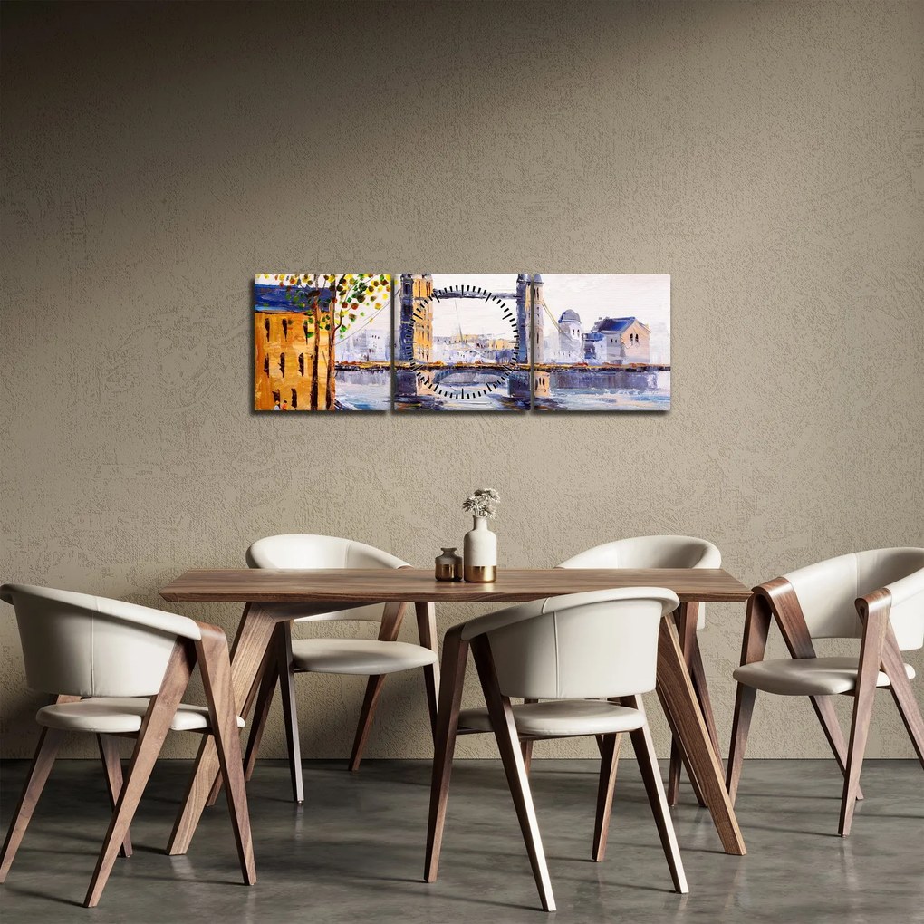 Kép - A város festménye (órával) (90x30 cm)