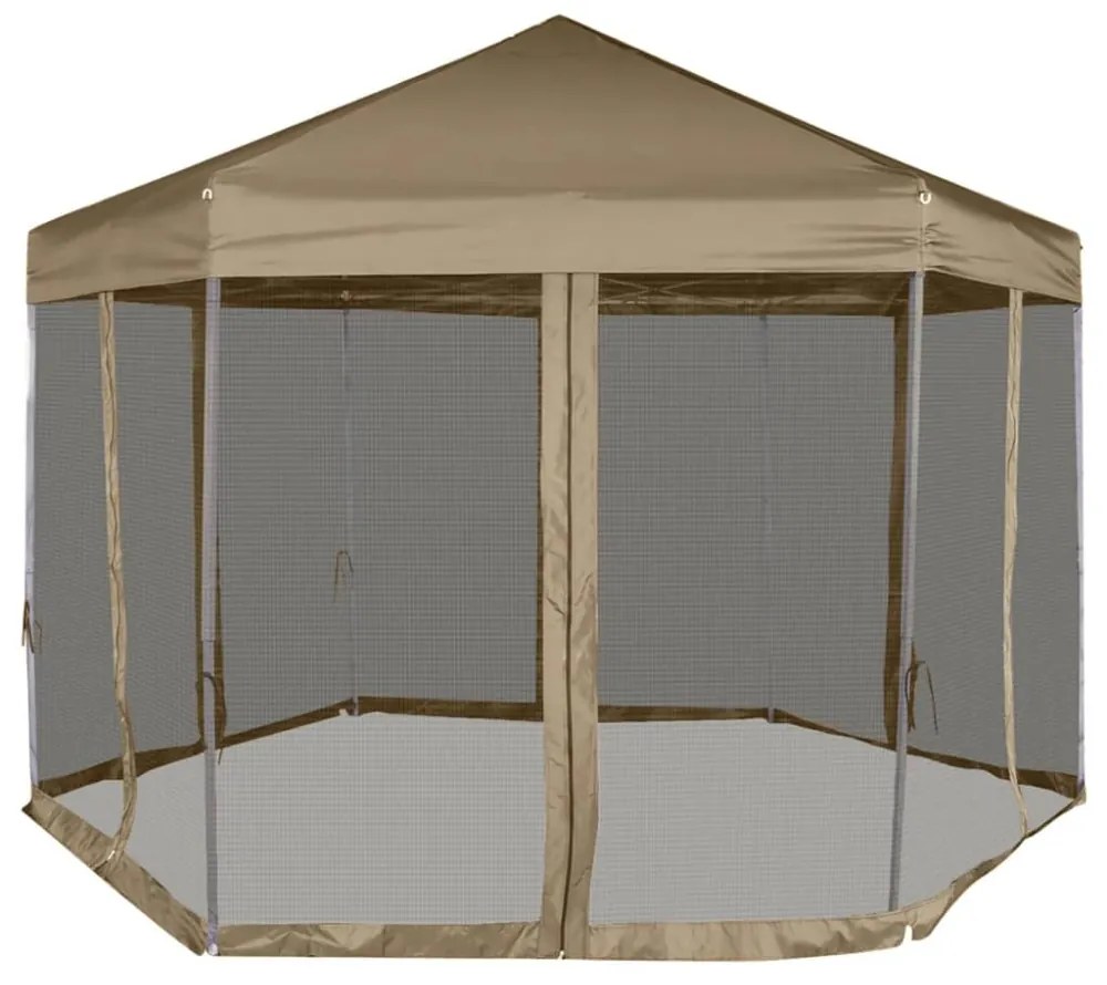 tópszínű összecsukható pavilon oldalfalakkal 3,6x3,1 m 220 g/m²
