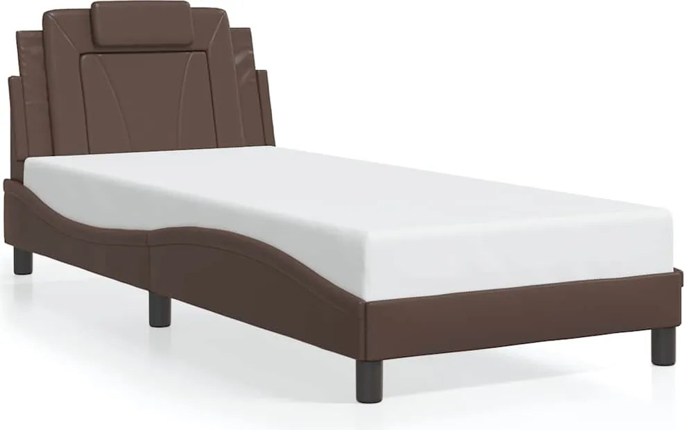 vidaXL barna műbőr ágykeret Viana matrac nélkül 80 x 200 cm