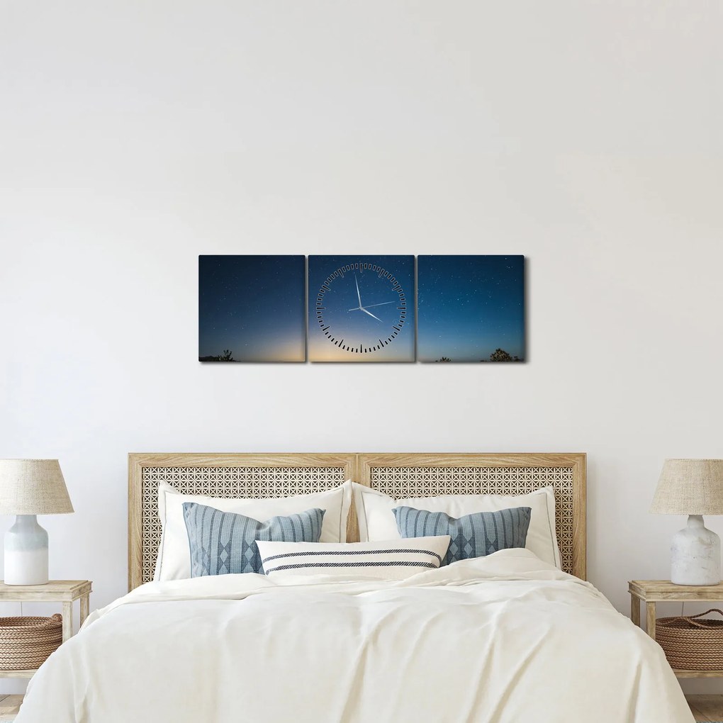 Kép - Éjszaki ég az út felett (órával) (90x30 cm)
