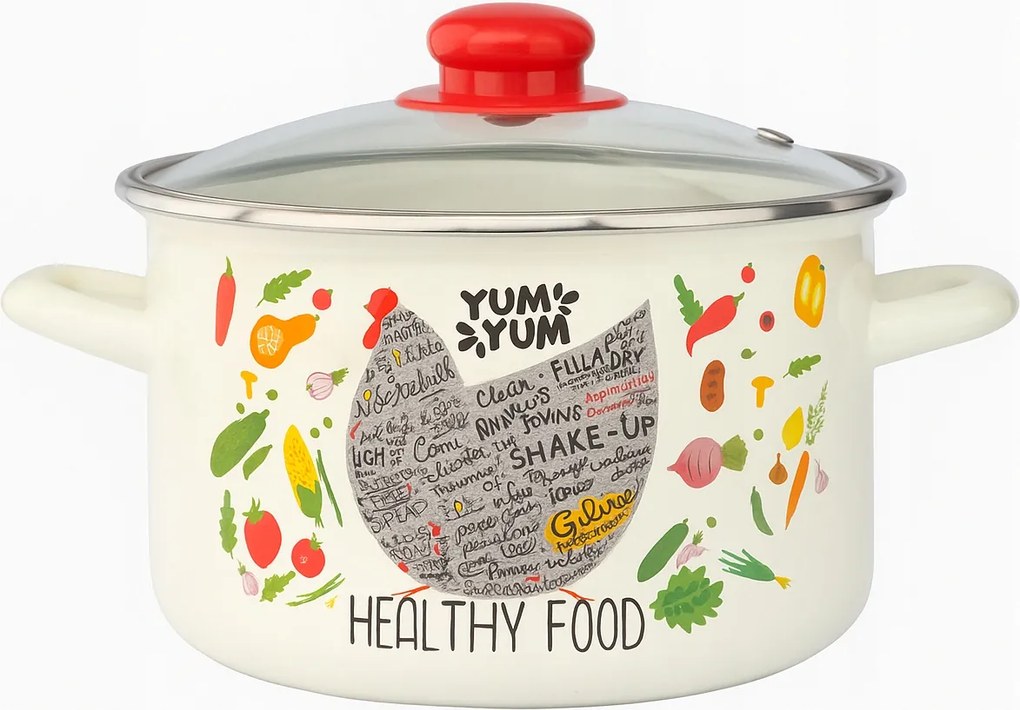 Zománcozott fazék fedővel Tyúk 22 cm, 4,8l